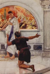Ruhig und unerschrocken geht Plinius zu seinem Bad, während Pompeji seinem Untergang entgegengeht