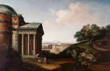 Capriccio-Ansicht des Pantheon, Figuren und ein Aquädukt, ca. 1760