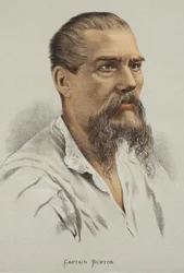 Captain Burton, Illustration aus der Bildausgabe des Lebens und der Entdeckungen von David Livingstone von J. Ewing Richie, veröffentlicht von A. Fullarton & Co., 1876
