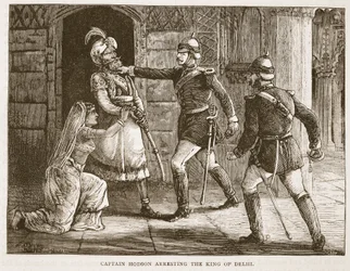 Captain Hodson verhaftet den König von Delhi, Illustration aus Cassells Illustrierter Geschichte Englands