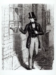 Charles Dickens (1812-70) reicht seine Geschichten ein