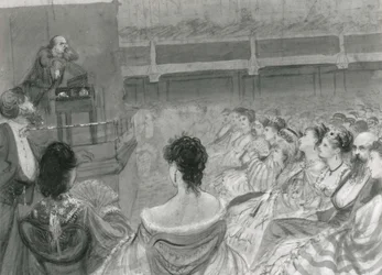 Charles Dickens hält eine Lesung in der St. James