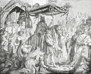Karl IV., Heiliger Römischer Kaiser, besucht Papst Urban V. in Avignon im Jahr 1365