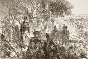 Clive bei Plassey, Illustration aus Cassells Illustrierter Geschichte Indiens von James Grant, veröffentlicht 1879