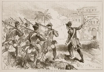 Clive führt seine Männer nach Conjeveram, Illustration aus Cassells Illustrierter Geschichte Indiens von James Grant, veröffentlicht 1879