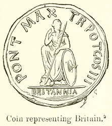Münze, die Britannien darstellt
