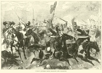 Kampf zwischen sächsischen Dragonern und Jägern, September 1870