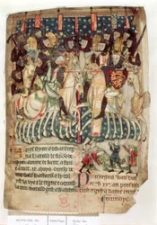 William tötet Harold in der Schlacht von Hastings, aus den 