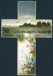 Landschaftsszene im Kreuz, Weihnachtskarte
