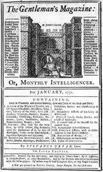 Umschlag der ersten Ausgabe von The Gentlemans Magazine, veröffentlicht Januar 1731