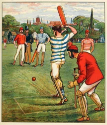 Cricket, aus Britische Sportarten und Spiele, veröffentlicht ca. 1880
