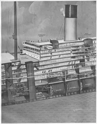 Querschnitt der Titanic zur Darstellung, wie die Passagiere an Deck gelangen, aus The Sphere, 11. Mai 1912