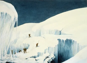 Überquerung einer Schlucht, aus Einem Bericht über den Aufstieg zum Gipfel des Mont Blanc von Charles Fellows, veröffentlicht 1827