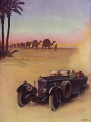 Durch die Wüste mit Kamelkarawane und Auto