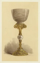 Becher oder Kelch, in orientalischem Onyx, montiert in emailliertem Gold