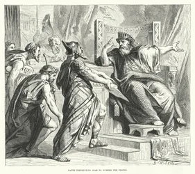 David unterweist Joab, das Volk zu zählen (Gravur)