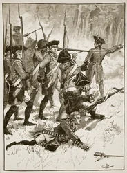 Niederlage von General Braddock im Indianerhinterhalt, 1755, Illustration aus Cassells Illustrierter Geschichte Englands