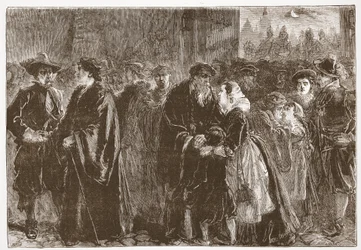Abreise der verbannten Prediger aus Kuttenberg, Illustration aus The History of Protestantism von James Aitken Wylie, veröffentlicht 1878