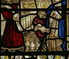 Detail eines Fensters, das die Hochzeit zu Kana darstellt (Detail)