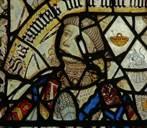 Detail eines Fensters, das den Stifter darstellt (Detail)