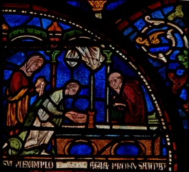 Detail aus dem Wunderfenster mit der Heilung von Edwin von Berkhampstead