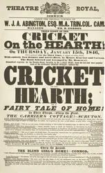 Dickens Spielplan: The Cricket on the Hearth im Theatre Royal, Derby, 15. Januar 1846