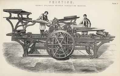 Doppelzylinder-Greifmaschine, aus der Nationalen Enzyklopädie, veröffentlicht von William Mackenzie, London, Ende des 19. Jahrhunderts