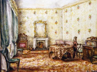 Saloninterieur in einem Landhaus, ca. 1848