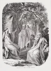 Druiden im heiligen Hain, aus Die Geschichte Frankreichs, von Emile de Bonnechose, veröffentlicht von Ward, Lock und Co, London