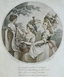 Englische Frisuren, graviert von Charles White (Farbstich)
