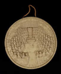 Faksimile des Großen Siegels von England von 1651, Vorderseite zeigt das Unterhaus in Sitzung