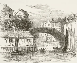 Fleet Bridge, London im 17. Jahrhundert, aus 