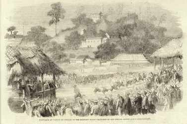 Fußrennen in Kanton von Kulis des Militärzugs