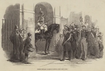 Französische Nationalgardisten in London (Gravur)