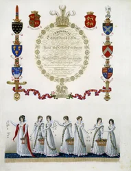 Frontispiz, aus "Zeremonie der Krönung seiner Heiligsten Majestät König Georg der Vierte", von John Whittaker, 1823