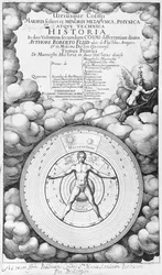 Frontispiz von Utriusque Cosmi Historia von Robert Fludd (1574-1637) Band I, veröffentlicht von Oppenheim 1617