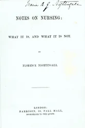 Frontispiz zu Florence Nightingales Notizen zur Krankenpflege: Was es ist und was es nicht ist, veröffentlicht 1860