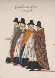 Gentlemen der Kapelle, Detail des Trauerzuges von Königin Elizabeth I. zur Westminster Abbey, 28. April 1603