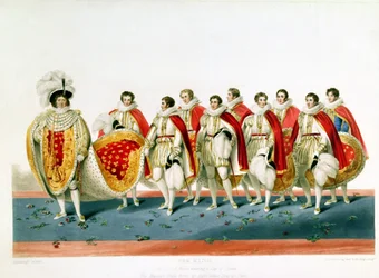 George IV. in Krönungsroben mit einem Staatskap, graviert von E. Scrivenor, nach einer Platte von Sir George Naylor