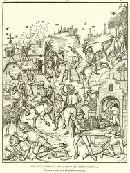 Deutsches Dorf von Freibeutern angegriffen