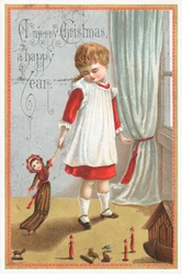 Mädchen spielt mit Puppe und Arche