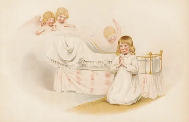 Mädchen betet an ihrem Bett