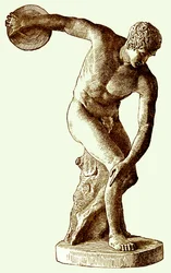 Griechischer Athlet, der den Diskus wirft, Illustration aus Cassells Illustrierter Universalgeschichte von Edward Ollier