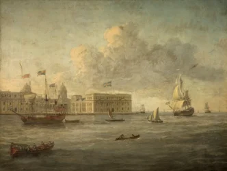 Greenwich Hospital, vor dem die königliche Yacht liegt