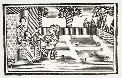 Guy umwirbt Fair Phillis, Illustration aus Chap-books des achtzehnten Jahrhunderts von John Ashton, veröffentlicht 1882