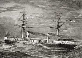 HMS Inflexible, Invincible Klasse Schlachtkreuzer der britischen Royal Navy, Illustration aus 