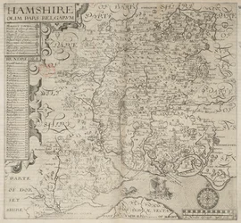Hamshire, olim pars Belgarum. J. Norden descripsit. W. Hole sculp., aus Camdens 