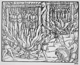 Hängen und Verbrennen verschiedener Personen im ersten Jahr der Herrschaft von Heinrich V.