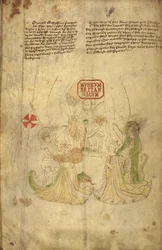 Harley 318, f.8v Heinrich VI., König von England, und seine Frau, Margarete von Anjou, Illustration aus 