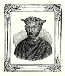 Heinrich II wurde 1131 geboren, 1154 gekrönt und 1189 gestorben (Gravur)